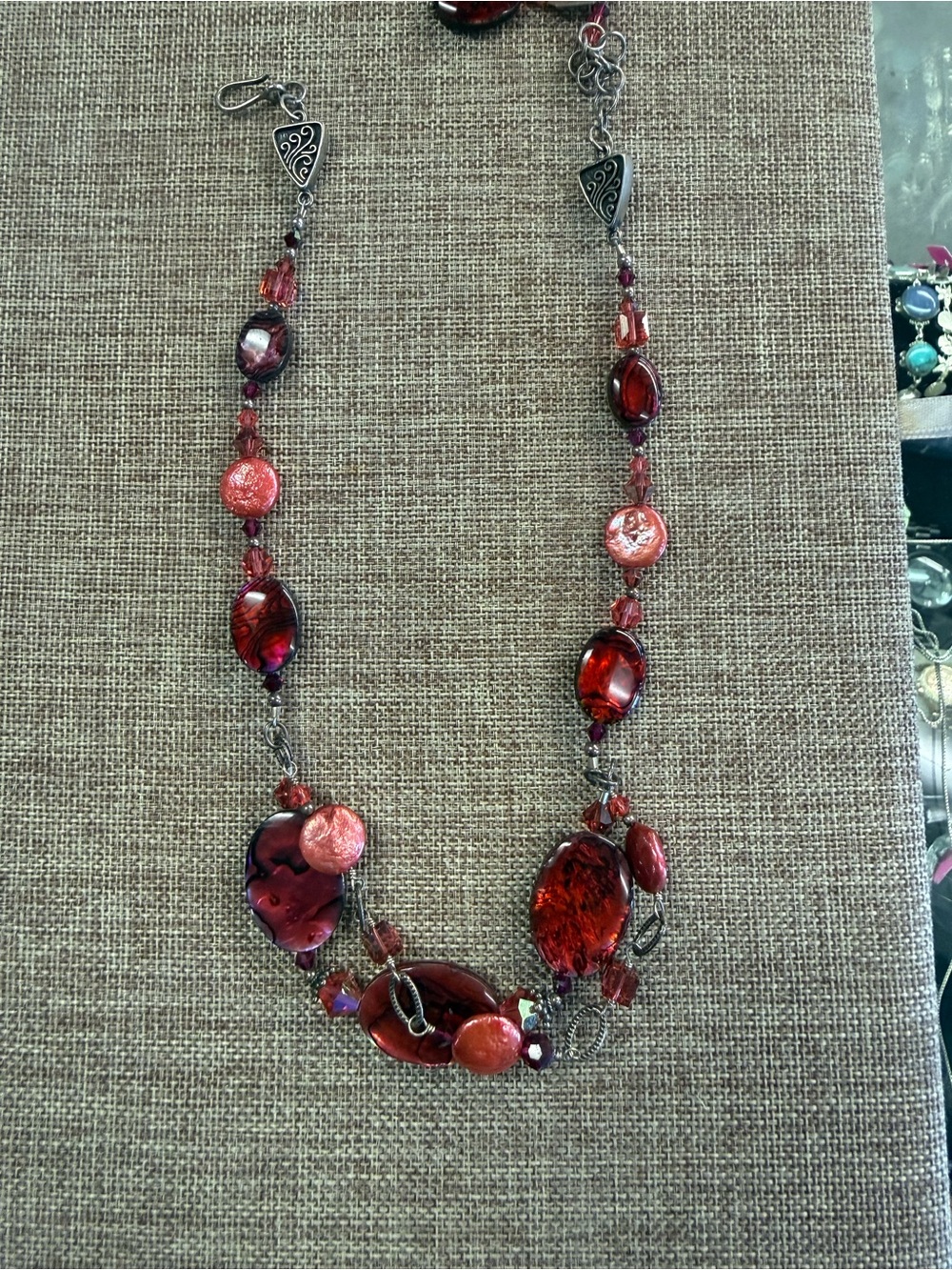 Tres Jolie Accessories Red Mixed Bead Necklace